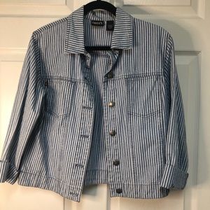 Chico’s Railroad Striped Cropped Jacket S